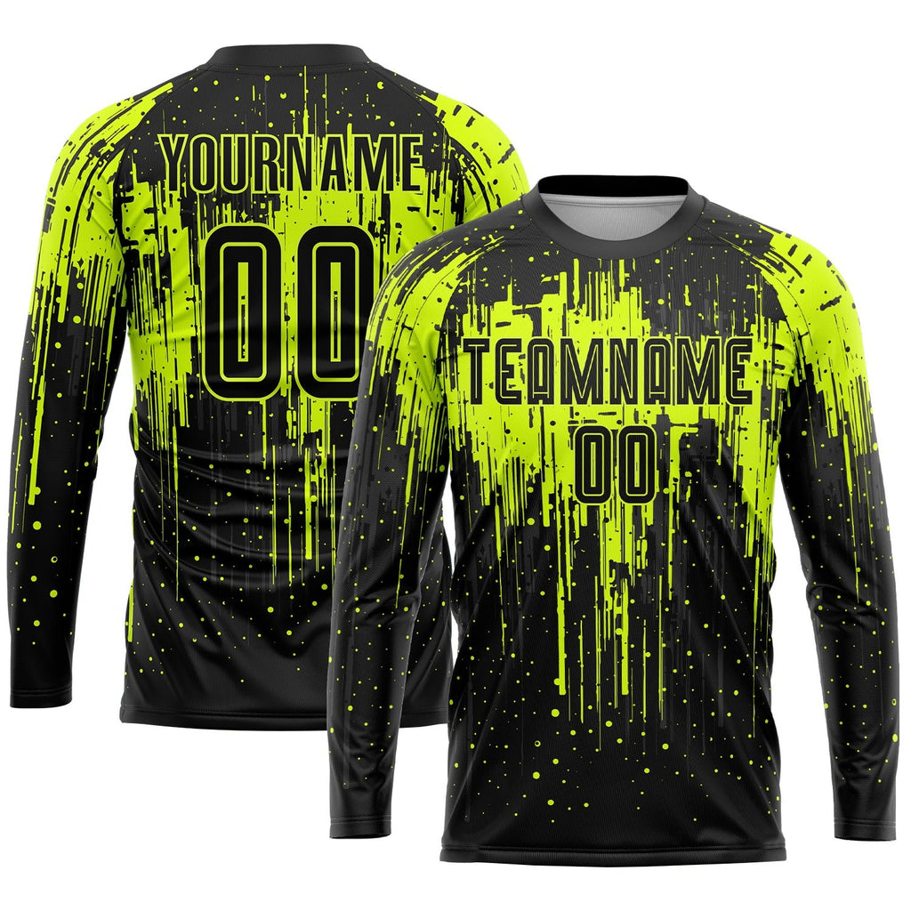 Custom Neon Green Black Sublimation Soccer Uniform Jersey photo 3