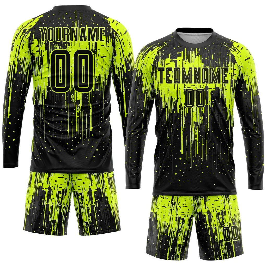 Custom Neon Green Black Sublimation Soccer Uniform Jersey photo 4