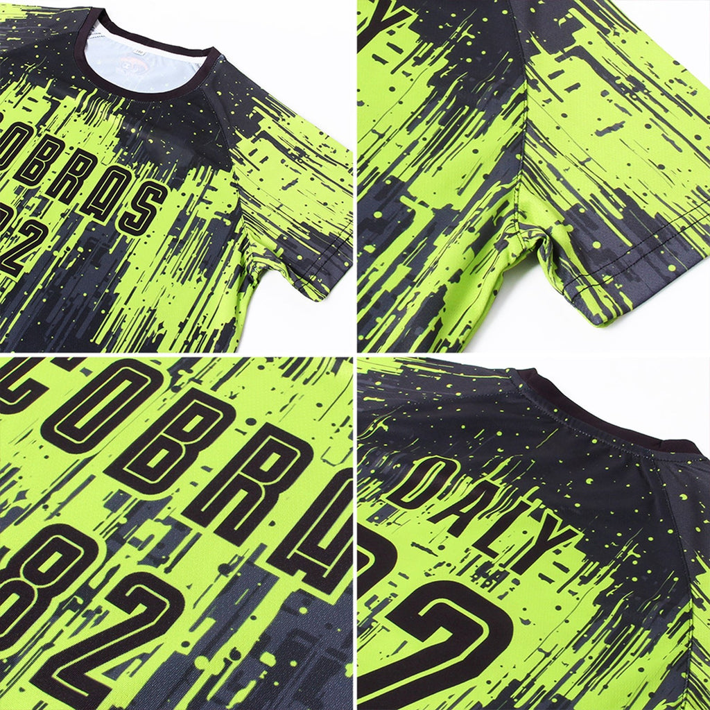 Custom Neon Green Black Sublimation Soccer Uniform Jersey photo 7