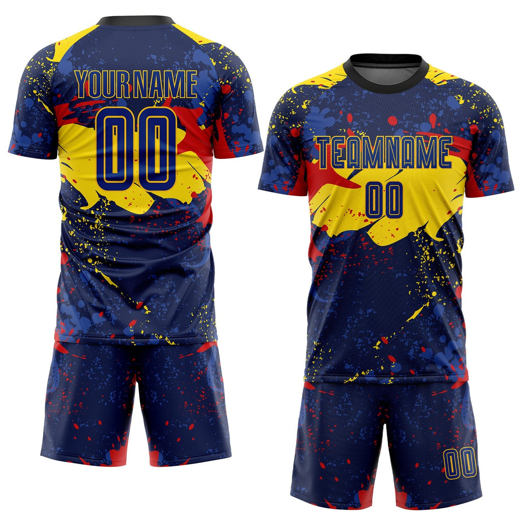 Custom Figure Royal-Gold Sublimation Soccer Uniform Jersey photo 2