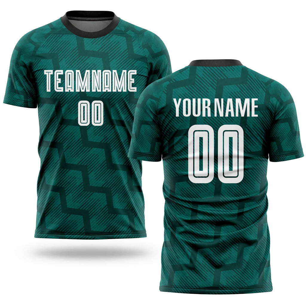 Custom Green White-Black Sublimation Soccer Uniform Jersey