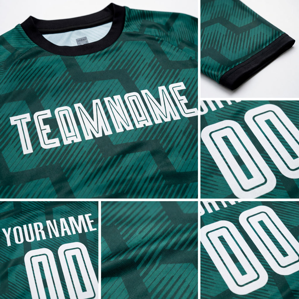Custom Green White-Black Sublimation Soccer Uniform Jersey detail