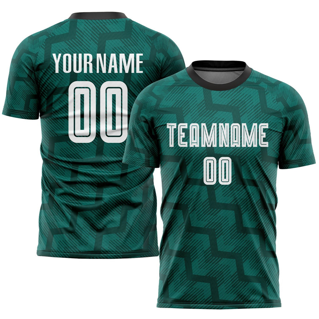 Custom Green White-Black Sublimation Soccer Uniform Jersey photo 1