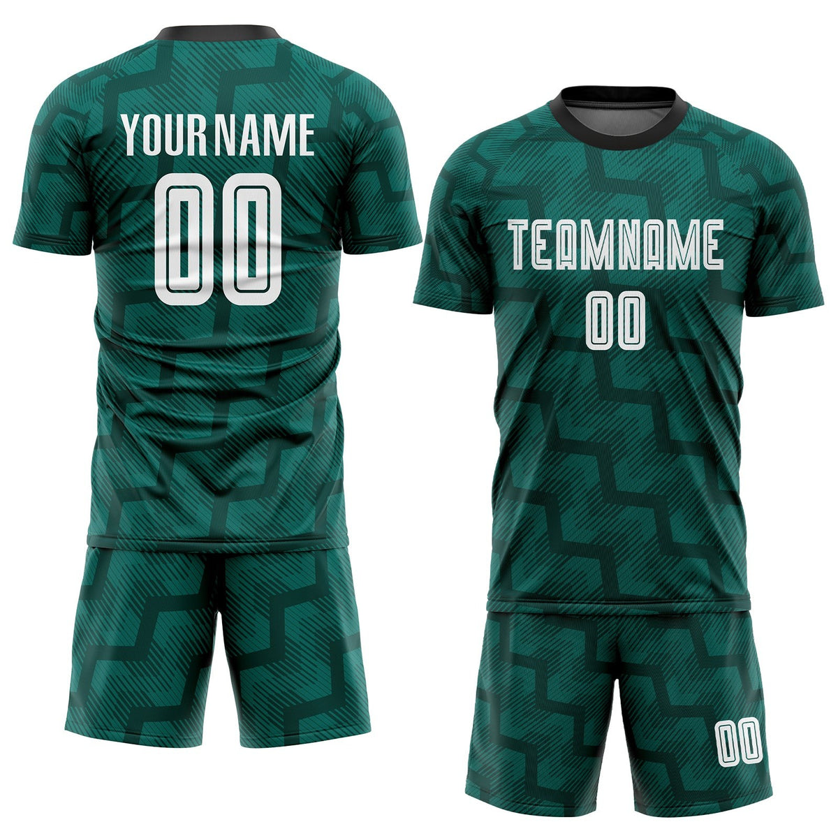 Custom Green White-Black Sublimation Soccer Uniform Jersey photo 2