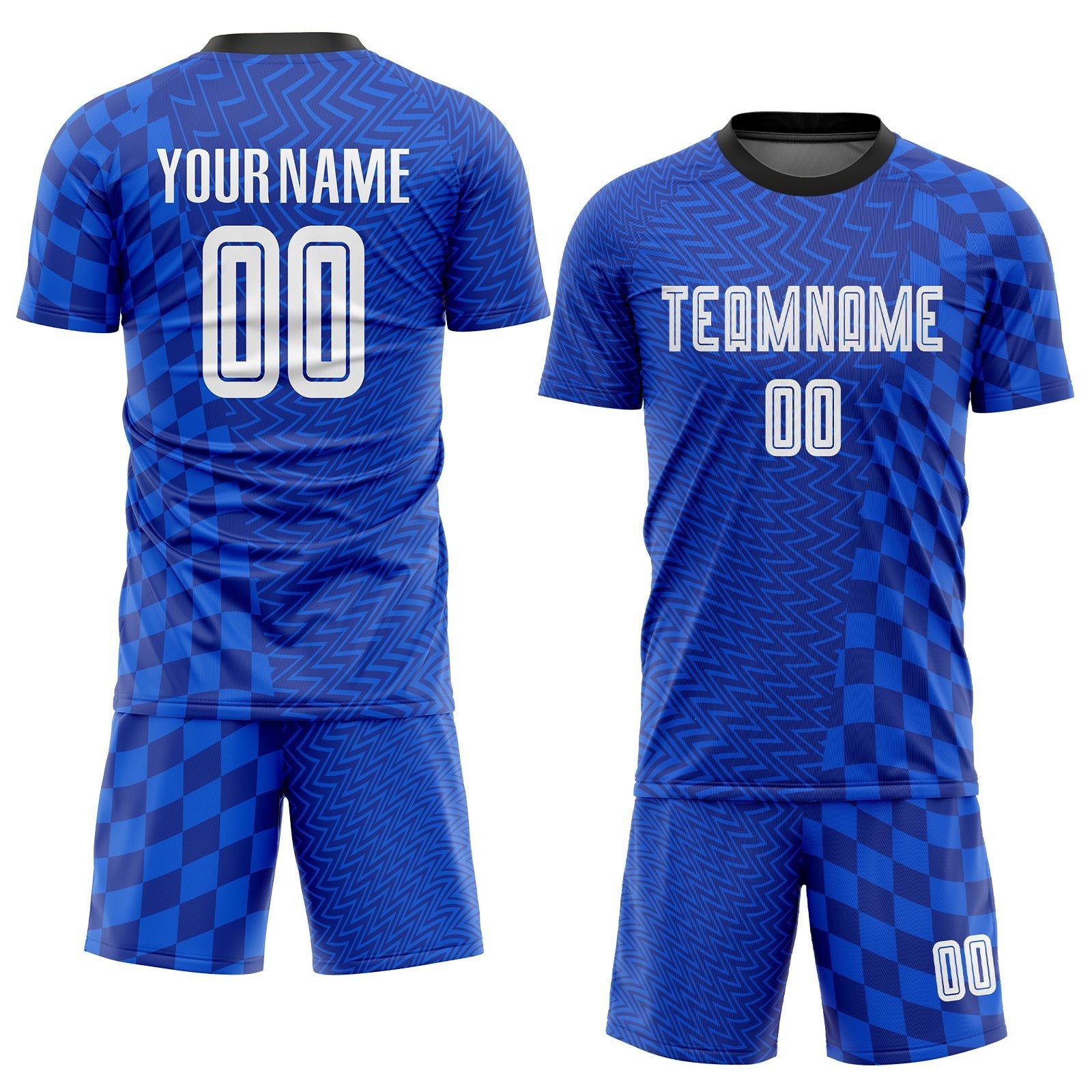 Custom Royal White-Black Sublimation Soccer Uniform Jersey photo 2