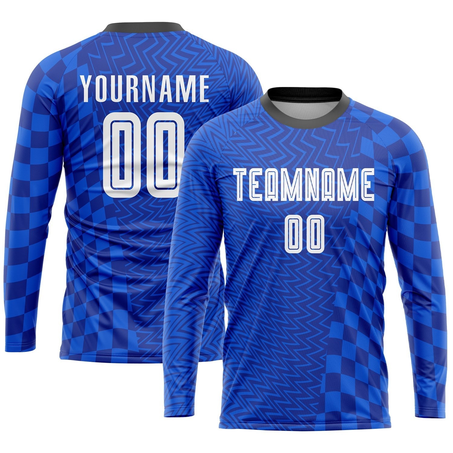 Custom Royal White-Black Sublimation Soccer Uniform Jersey photo 3