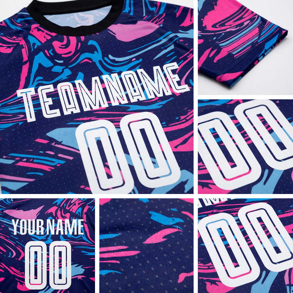 Custom Figure White-Pink Sublimation Soccer Uniform Jersey detail