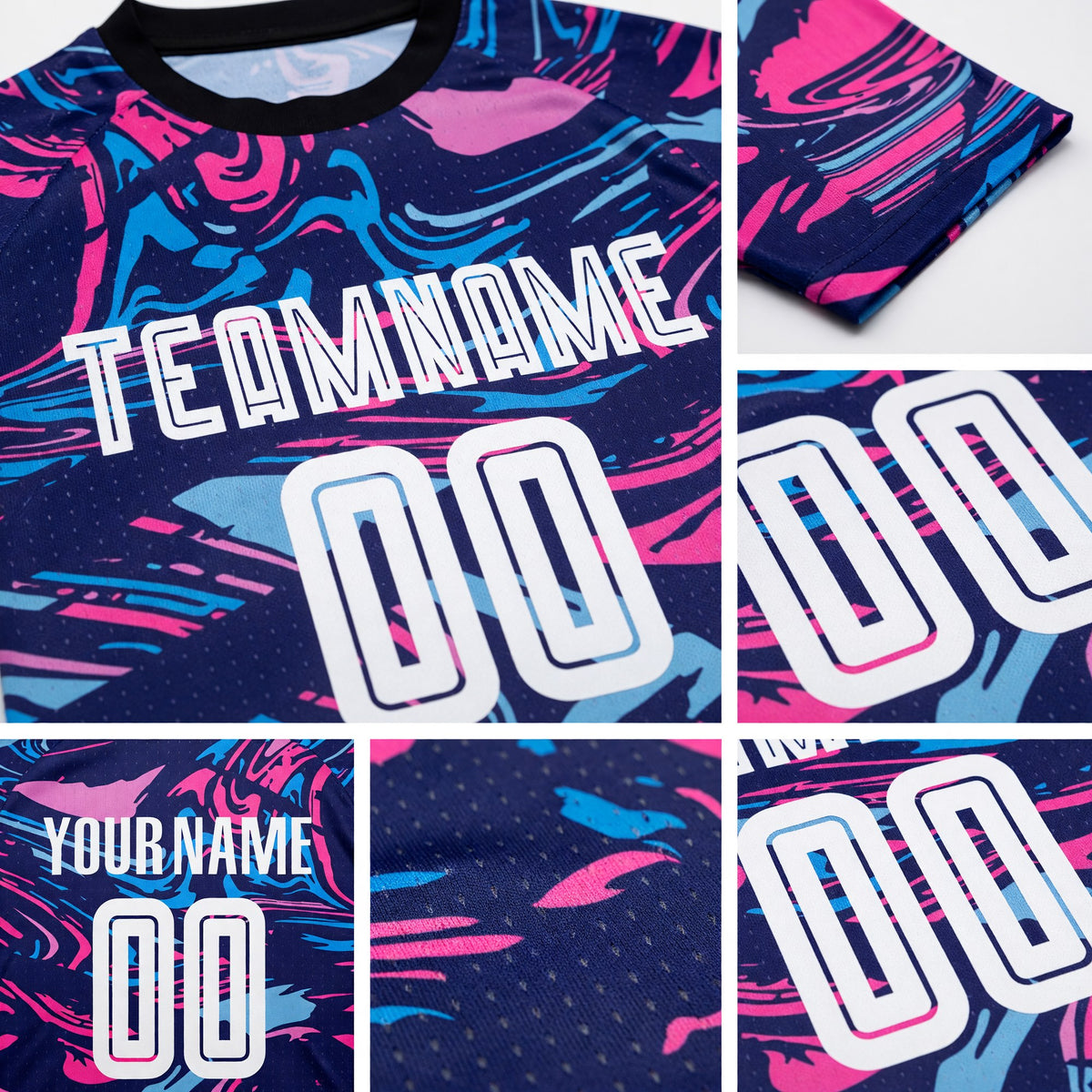 Custom Figure White-Pink Sublimation Soccer Uniform Jersey detail