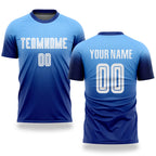 Custom Light Blue White-Royal Sublimation Fade Fashion Soccer Uniform Jersey