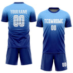 Custom Light Blue White-Royal Sublimation Fade Fashion Soccer Uniform Jersey photo 2