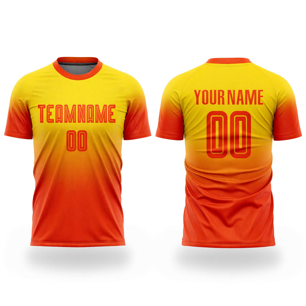 Custom Gold Orange Sublimation Fade Fashion Soccer Uniform Jersey