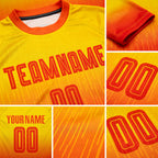 Custom Gold Orange Sublimation Fade Fashion Soccer Uniform Jersey detail