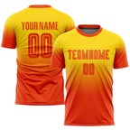 Custom Gold Orange Sublimation Fade Fashion Soccer Uniform Jersey photo 1