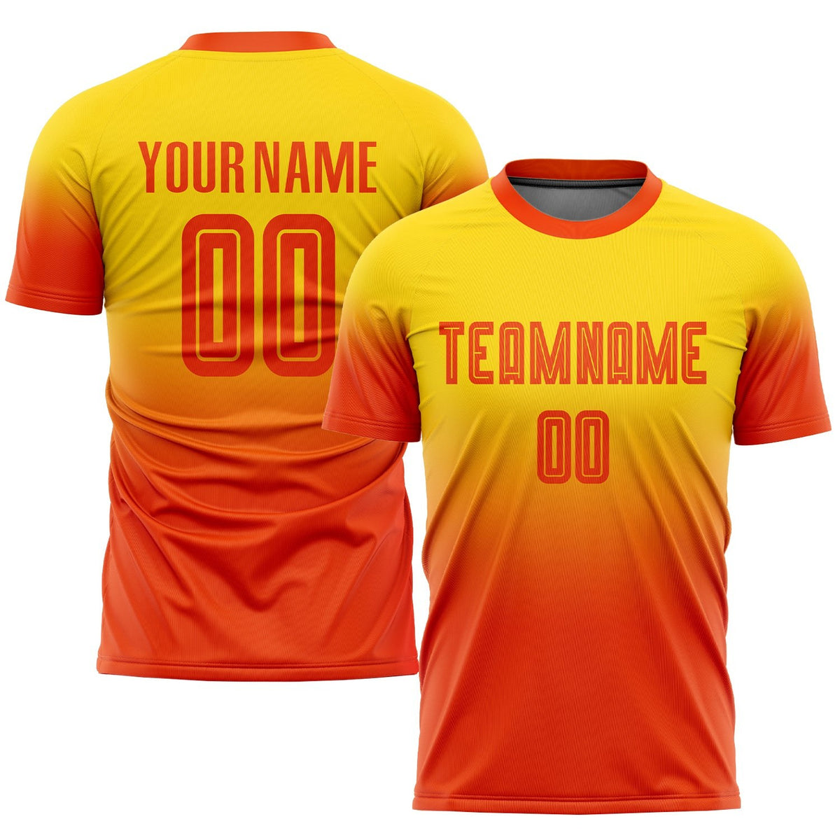 Custom Gold Orange Sublimation Fade Fashion Soccer Uniform Jersey photo 1