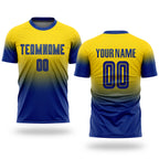 Custom Gold Royal Sublimation Fade Fashion Soccer Uniform Jersey