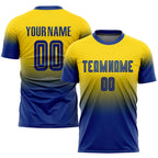 Custom Gold Royal Sublimation Fade Fashion Soccer Uniform Jersey photo 1
