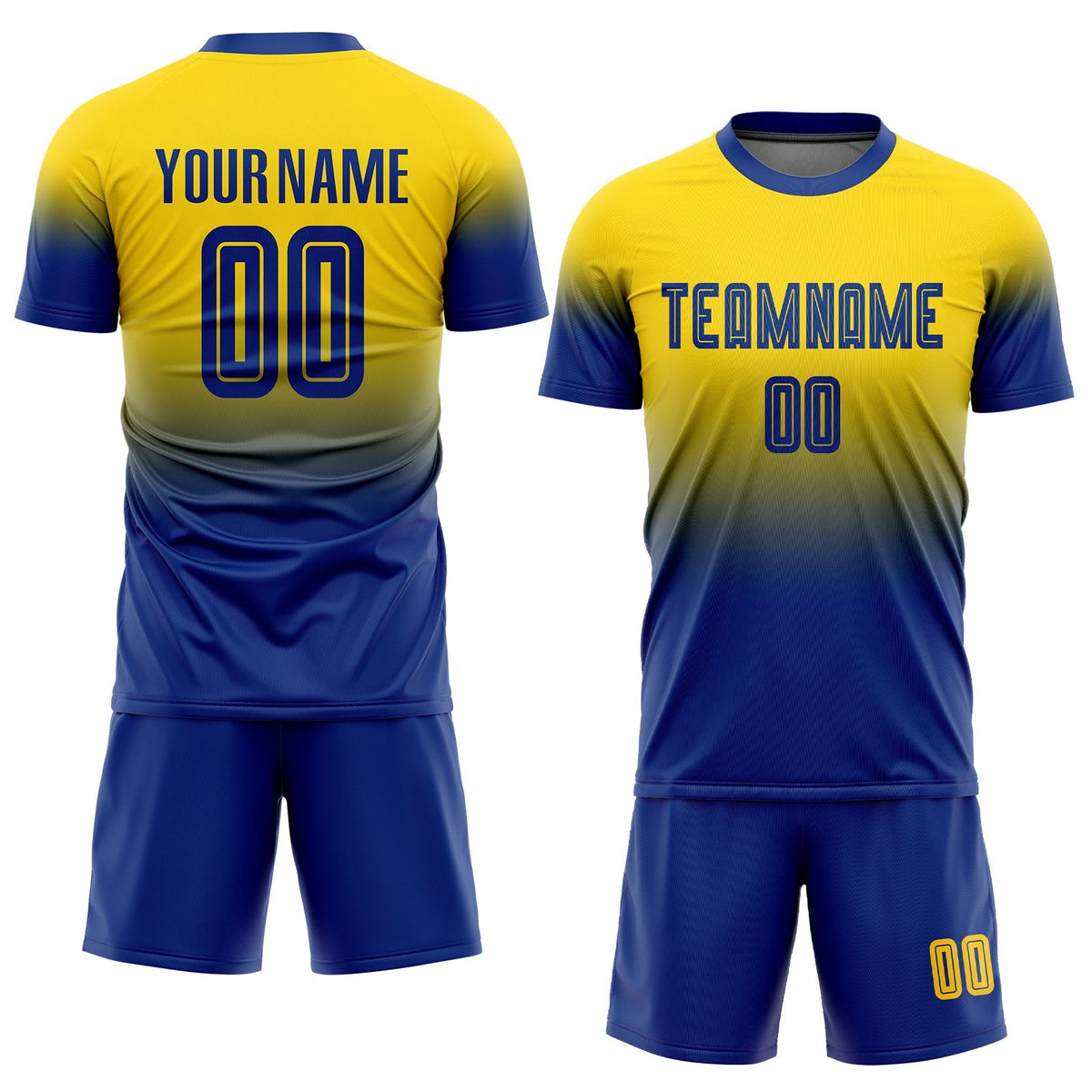 Custom Gold Royal Sublimation Fade Fashion Soccer Uniform Jersey photo 2