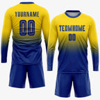 Custom Gold Royal Sublimation Fade Fashion Soccer Uniform Jersey photo 4