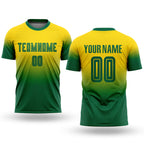 Custom Gold Kelly Green Sublimation Fade Fashion Soccer Uniform Jersey