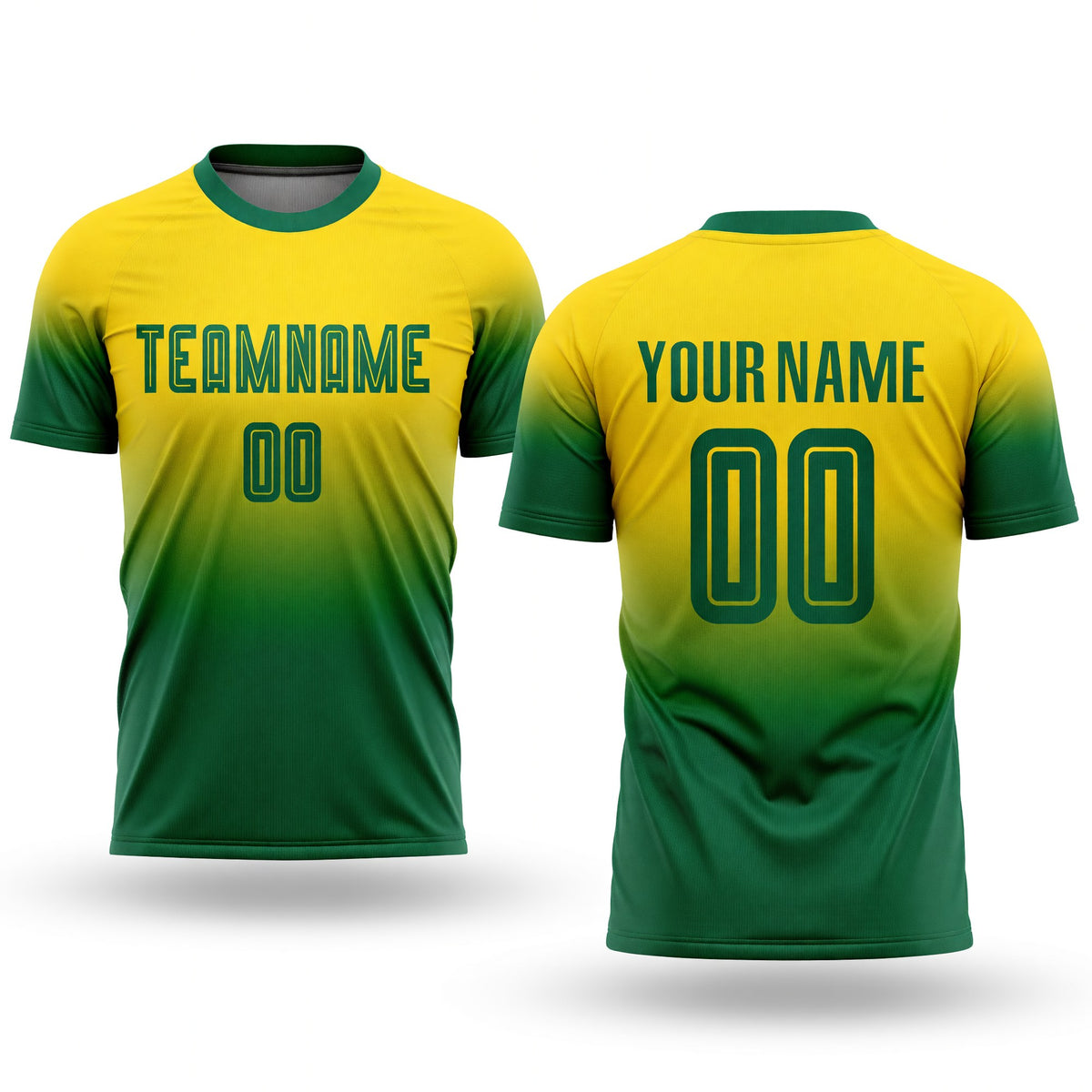Custom Gold Kelly Green Sublimation Fade Fashion Soccer Uniform Jersey