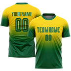 Custom Gold Kelly Green Sublimation Fade Fashion Soccer Uniform Jersey photo 1
