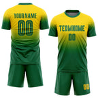 Custom Gold Kelly Green Sublimation Fade Fashion Soccer Uniform Jersey photo 2