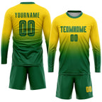 Custom Gold Kelly Green Sublimation Fade Fashion Soccer Uniform Jersey photo 4