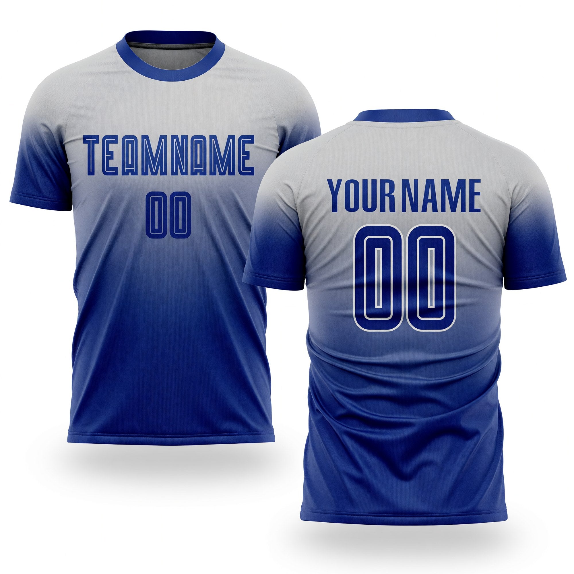 Custom Gray Royal Sublimation Fade Fashion Soccer Uniform Jersey