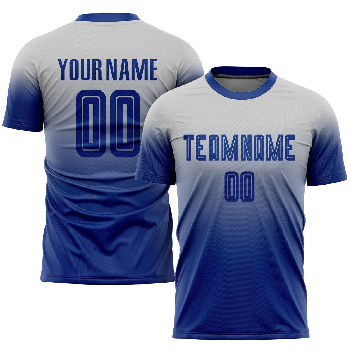Custom Gray Royal Sublimation Fade Fashion Soccer Uniform Jersey photo 1