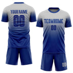 Custom Gray Royal Sublimation Fade Fashion Soccer Uniform Jersey photo 2