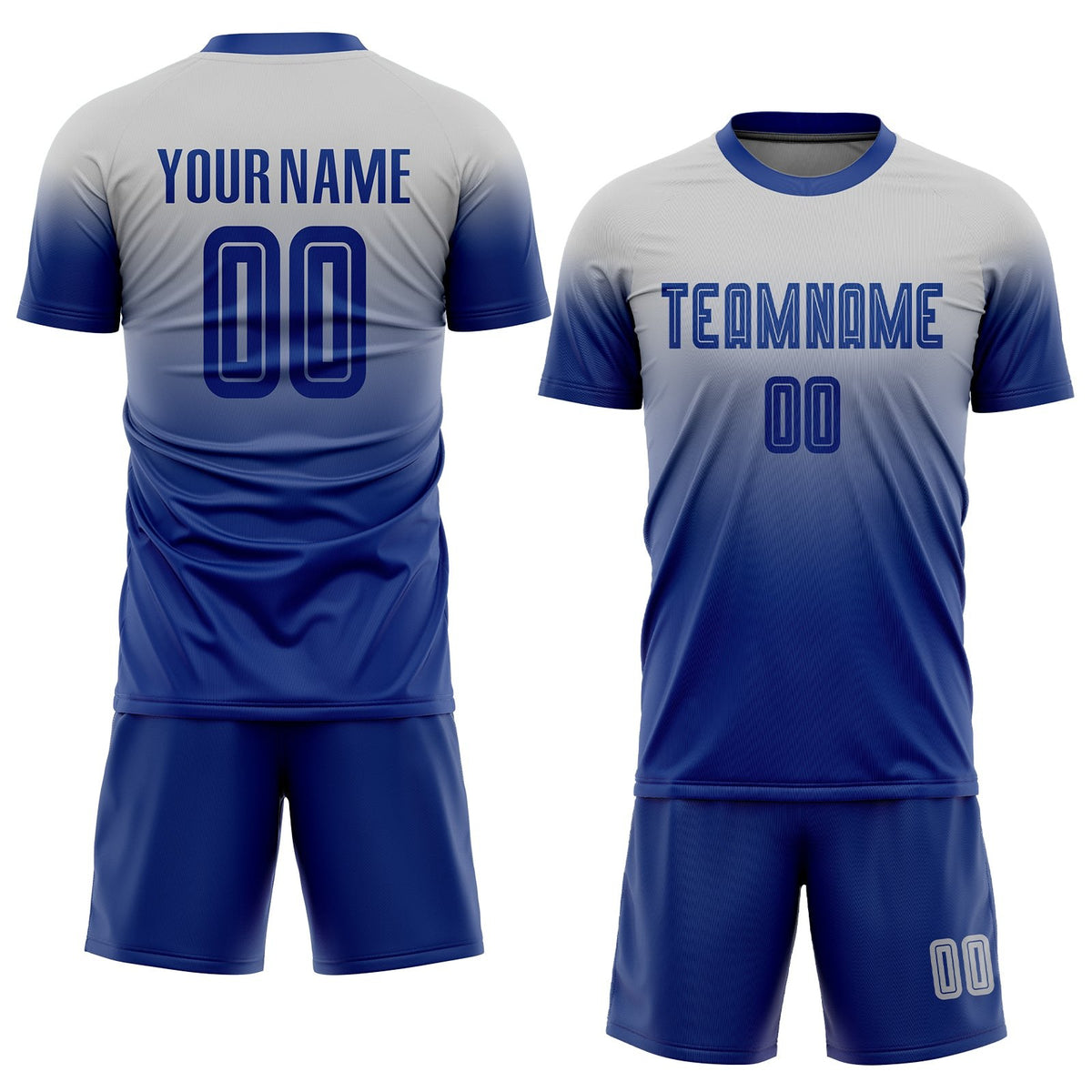 Custom Gray Royal Sublimation Fade Fashion Soccer Uniform Jersey photo 2