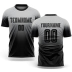 Custom Gray Black Sublimation Fade Fashion Soccer Uniform Jersey