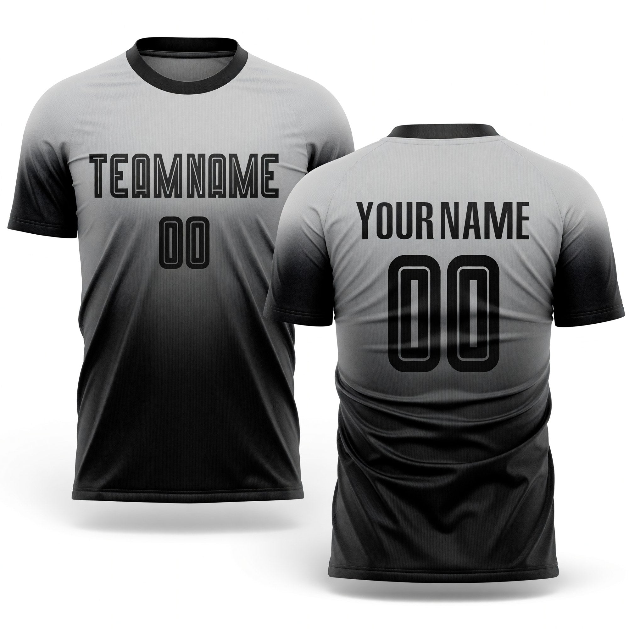 Custom Gray Black Sublimation Fade Fashion Soccer Uniform Jersey