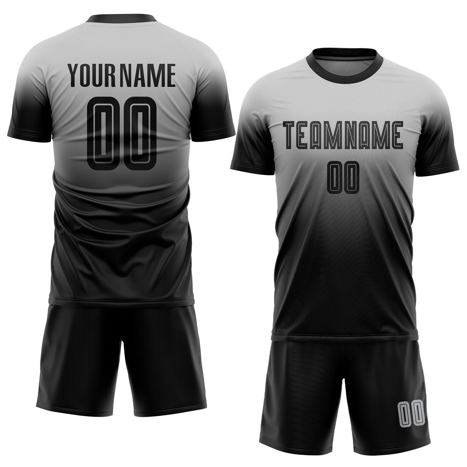 Custom Gray Black Sublimation Fade Fashion Soccer Uniform Jersey photo 2