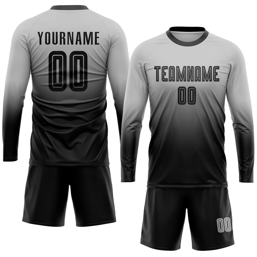 Custom Gray Black Sublimation Fade Fashion Soccer Uniform Jersey photo 4