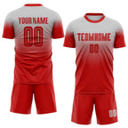 Custom Gray Red Sublimation Fade Fashion Soccer Uniform Jersey photo 2