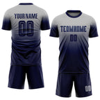Custom Gray Navy Sublimation Fade Fashion Soccer Uniform Jersey photo 2