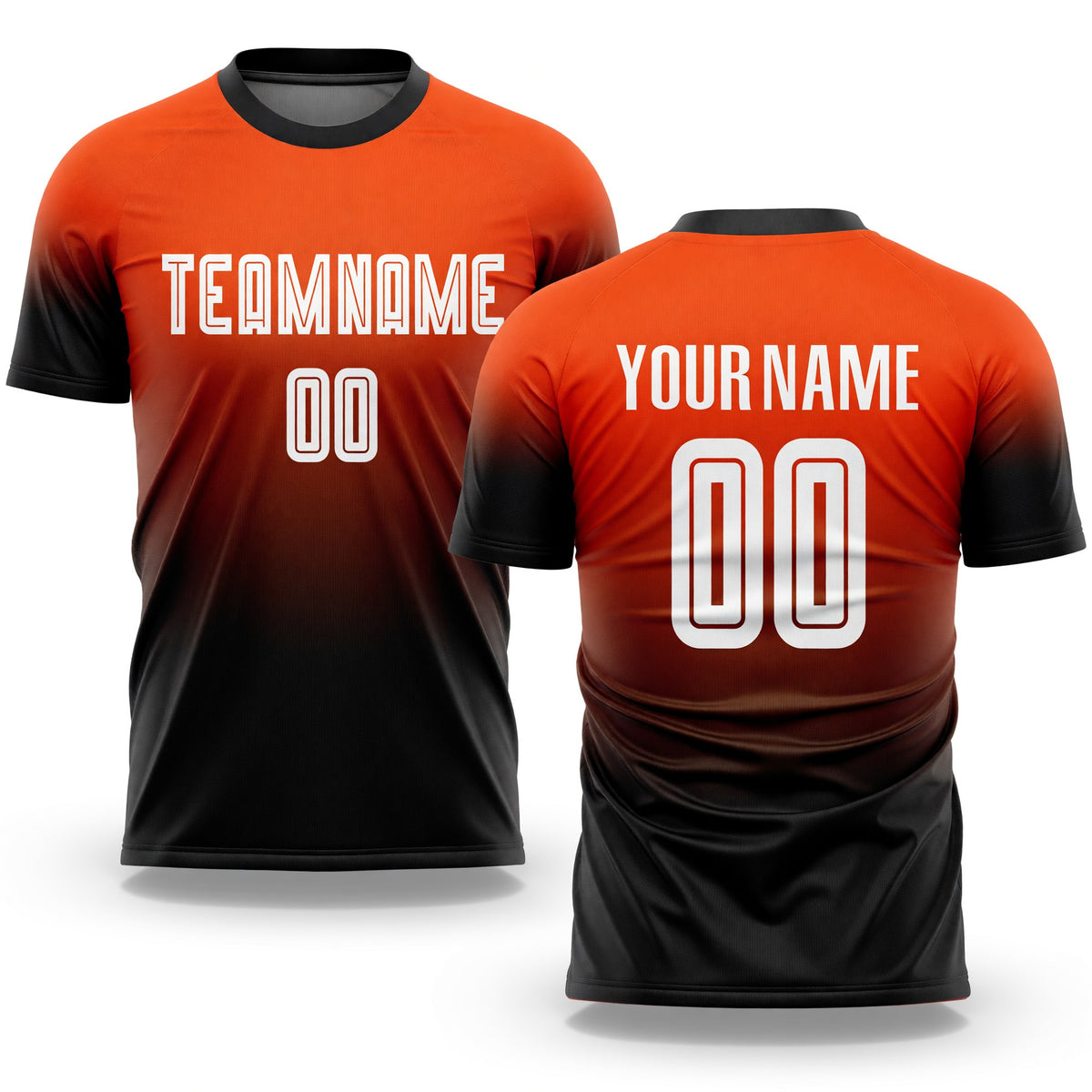 Custom Orange White-Black Sublimation Fade Fashion Soccer Uniform Jersey