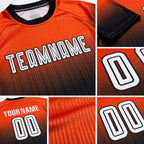 Custom Orange White-Black Sublimation Fade Fashion Soccer Uniform Jersey detail