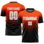 Custom Orange White-Black Sublimation Fade Fashion Soccer Uniform Jersey photo 1
