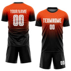 Custom Orange White-Black Sublimation Fade Fashion Soccer Uniform Jersey photo 2