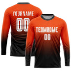 Custom Orange White-Black Sublimation Fade Fashion Soccer Uniform Jersey photo 3
