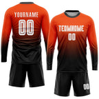 Custom Orange White-Black Sublimation Fade Fashion Soccer Uniform Jersey photo 4