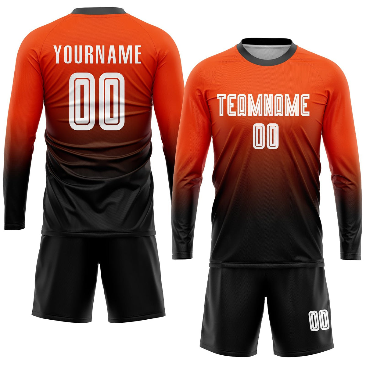 Custom Orange White-Black Sublimation Fade Fashion Soccer Uniform Jersey photo 4