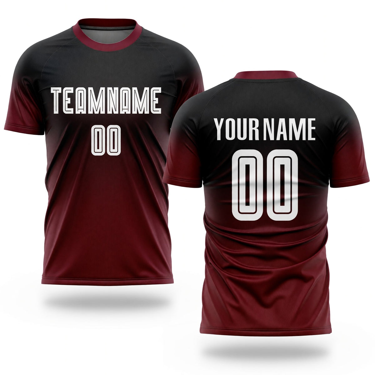 Custom Black White-Crimson Sublimation Fade Fashion Soccer Uniform Jersey