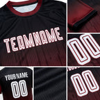 Custom Black White-Crimson Sublimation Fade Fashion Soccer Uniform Jersey detail