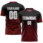 Custom Black White-Crimson Sublimation Fade Fashion Soccer Uniform Jersey photo 1