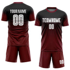 Custom Black White-Crimson Sublimation Fade Fashion Soccer Uniform Jersey photo 2
