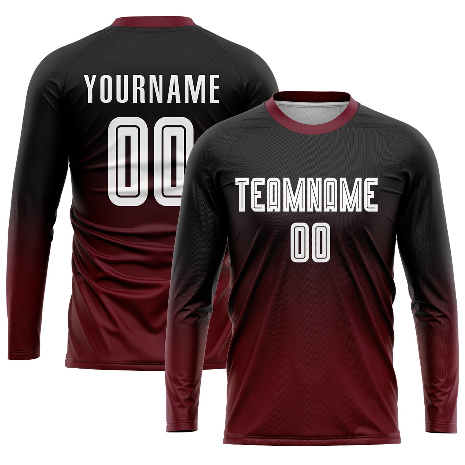 Custom Black White-Crimson Sublimation Fade Fashion Soccer Uniform Jersey photo 3