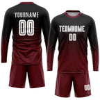 Custom Black White-Crimson Sublimation Fade Fashion Soccer Uniform Jersey photo 4